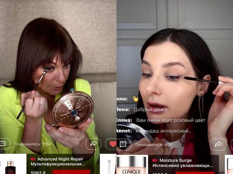 Сравнение двух бьюти-эфиров с комментариями зрителей на русском языке