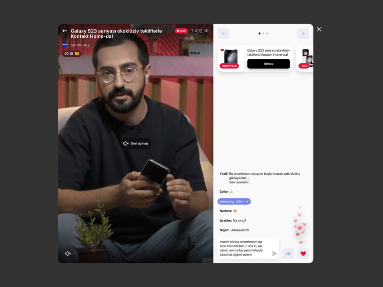 ShopStory x Samsung Azerbaijan: брендированный интерфейс прямого эфира на десктопе