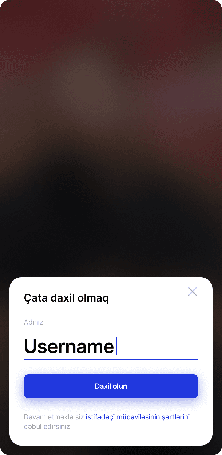 ShopStory x Samsung Azerbaijan: экран входа в сервис на мобильном (Azeri локализация)